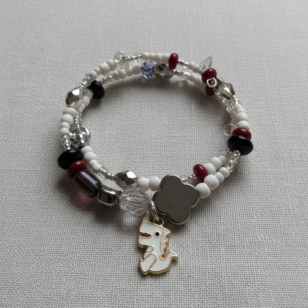 Chic Multi-Color Beaded Bracelet with Charms
